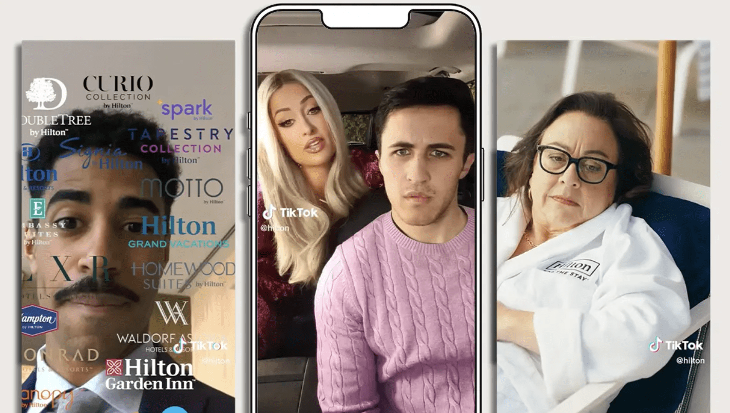 Snap shots from Hilton's 10-minute TikTok