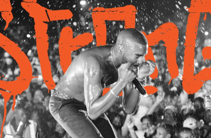 Late rapper Riky Rick with a microphone over the word 